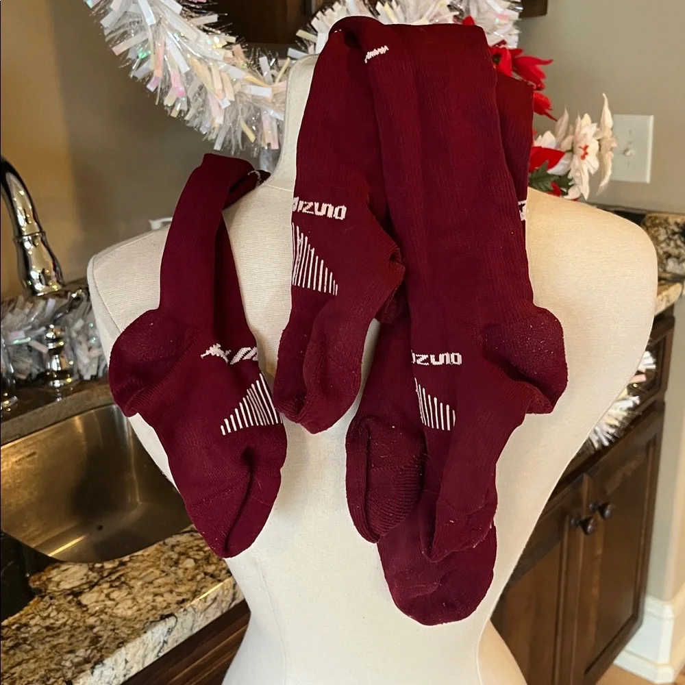 Softball Socks Mizuno Maroon Burgundy Set of Two